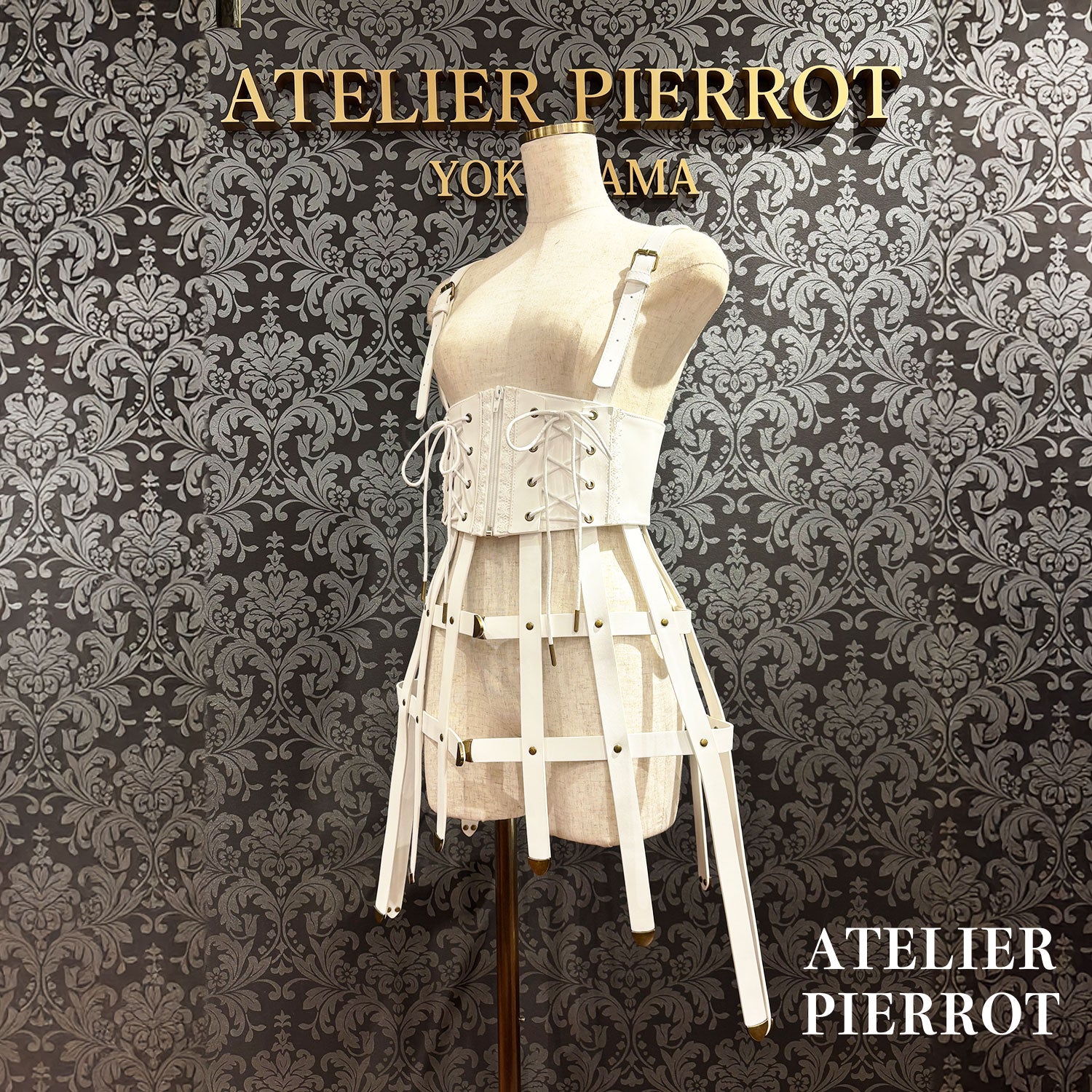 【ATELIER PIERROT】 Baroque Cage Corset Harness White/Black★Released mid-late September ★