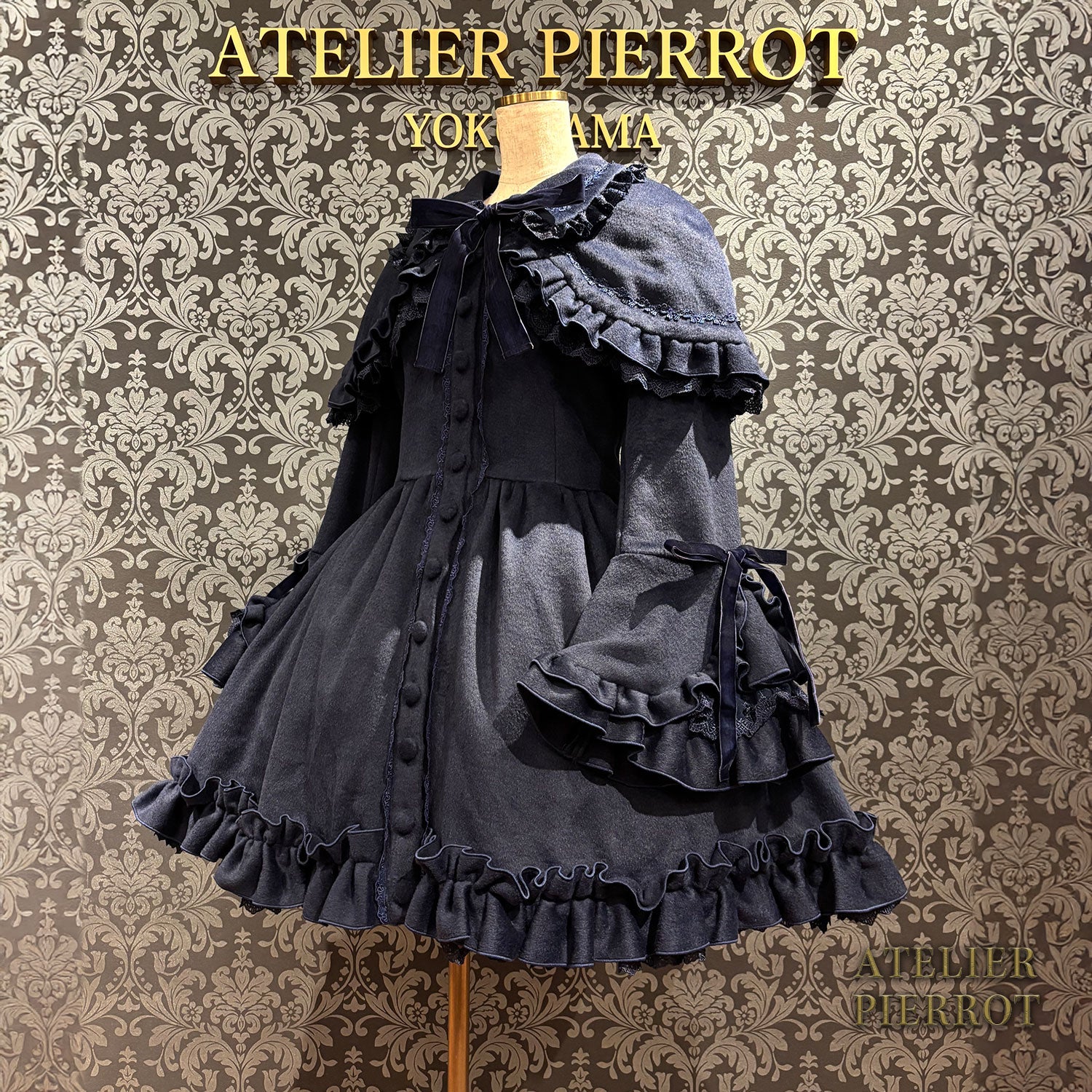 【ATELIER PIERROT】 Fleur d'Hiver Mantel weiß/Bordeaux/Marine/Schwarz★Entlassen von Ende Oktober bis Anfang November★