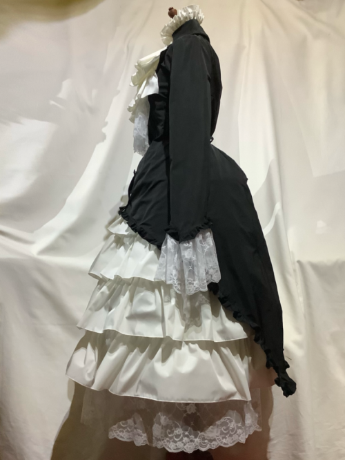 【MARBLE】マーブル カメオタイ付き 全身コーディネート ヴァンパイアドレスセット:黒白