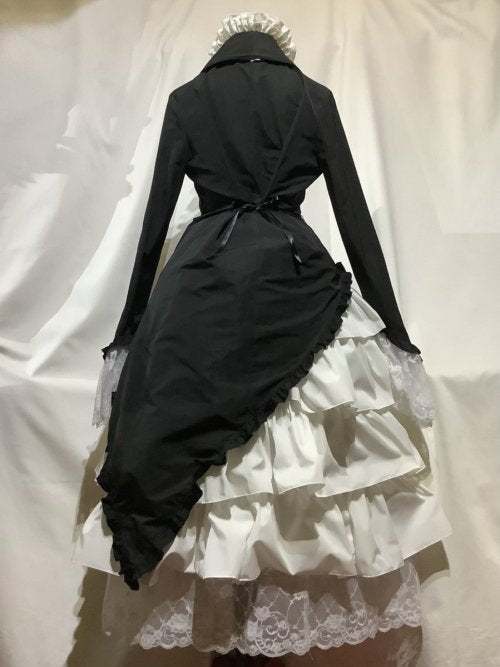 【MARBLE】マーブル カメオタイ付き 全身コーディネート ヴァンパイアドレスセット:黒白