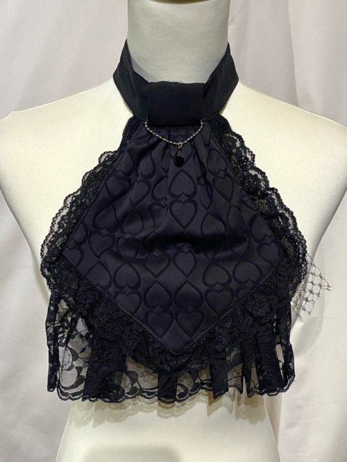 【MARBLE】マーブル 2WAYリバーシブルアンティークタイ:グレーチェック×黒ハート柄