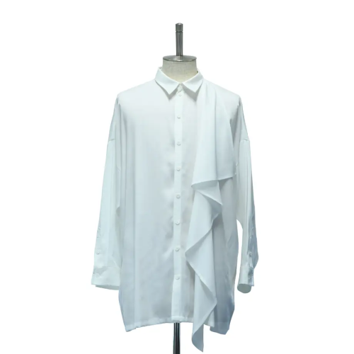 【MiDiom】ミディオム Ruffle Frill Big Shirt White
