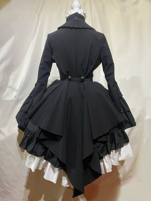 【MARBLE】マーブル 編み上げ巻きフリルスカート:黒×白