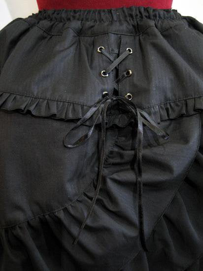 【MARBLE】マーブル 編み上げ巻きフリルスカート:黒