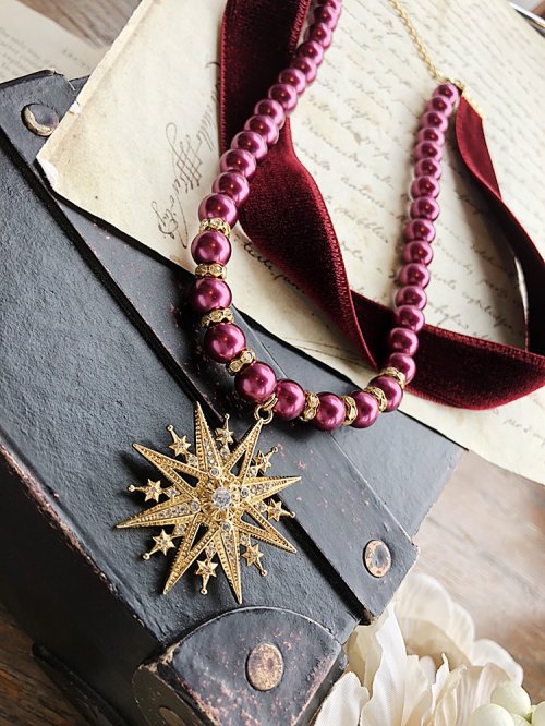 【Estrellas】エストレージャス ブライトスターチョーカー ワイン 2サイズ展開