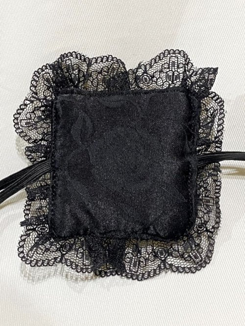 【MARBLE】マーブル 十字架付きリバーシブルアイパッチ(眼帯):黒×黒花柄サテン×銅古美十字架