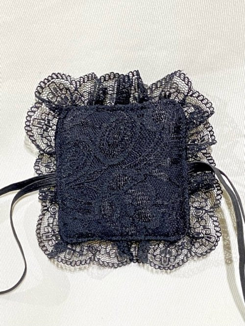 【MARBLE】マーブル 十字架付きリバーシブルアイパッチ(眼帯):黒×黒レース地××銅古美十字架