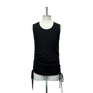 【MiDiom】ミディオム Shirring Tank Top Black