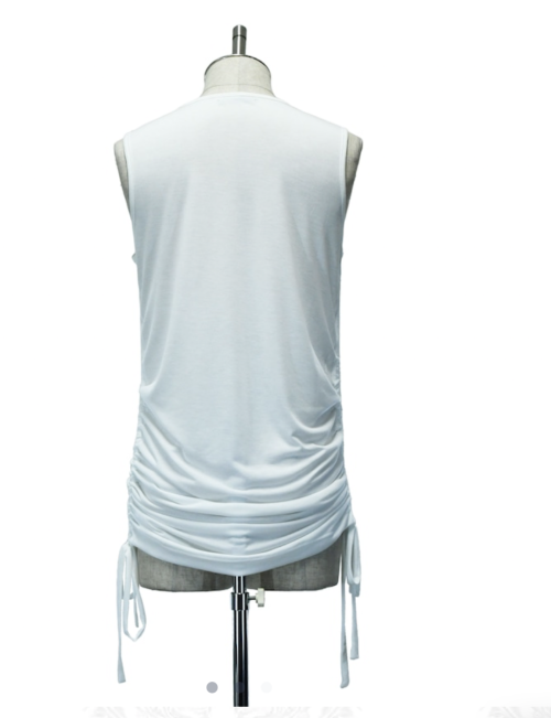 【MiDiom】ミディオム Shirring Tank Top White