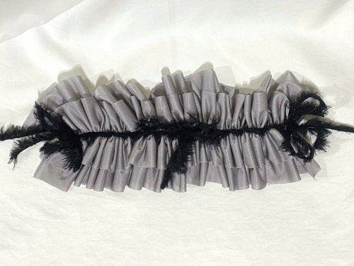 【MARBLE】マーブル フリンジリボンフリルヘッドドレス グレー