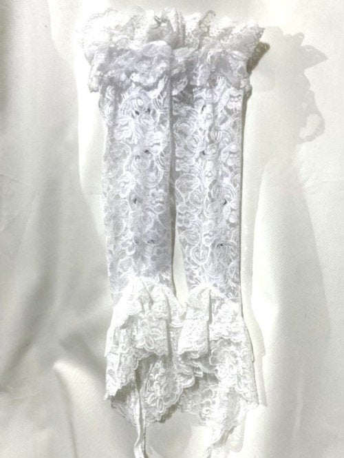 【MARBLE】マーブル 指先ボリュームレースあみあげ手袋:白レース×白:LLサイズ