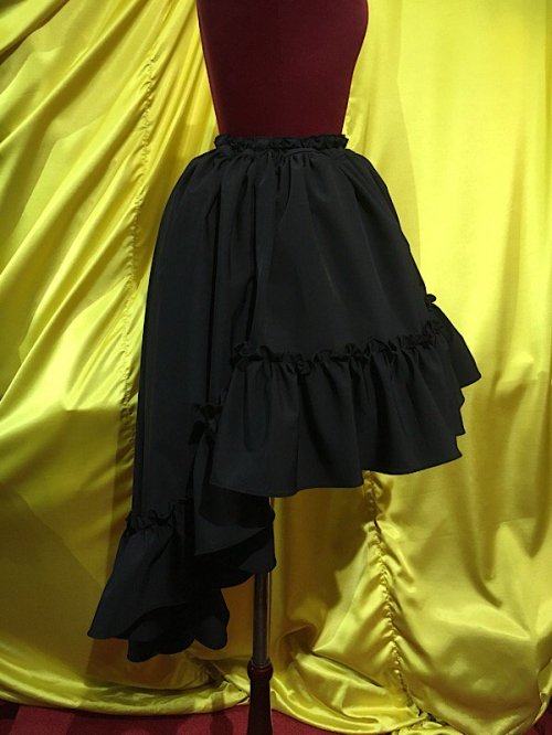 【MARBLE】マーブル 前短・後長ロングスカート:黒