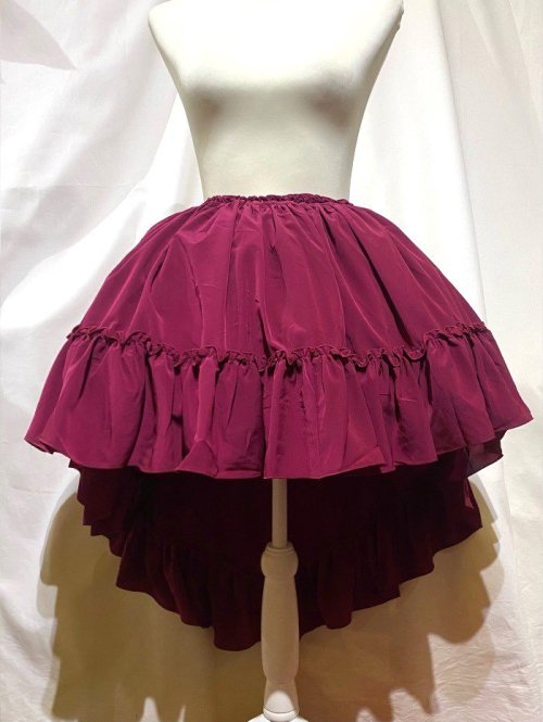 【MARBLE】マーブル 前短・後長ロングスカート:ワイン