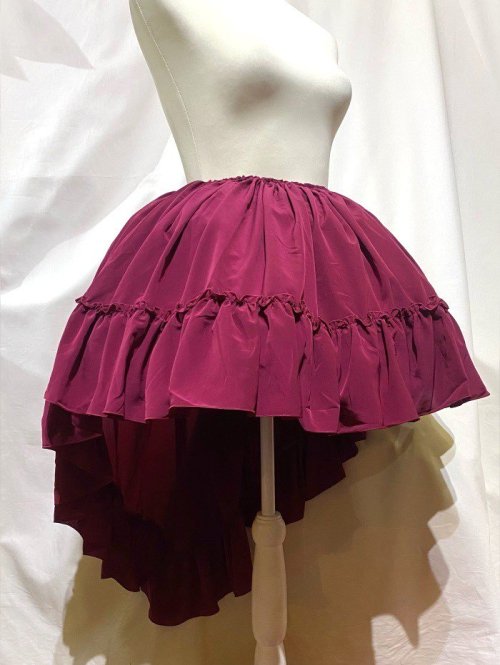 【MARBLE】マーブル 前短・後長ロングスカート:ワイン