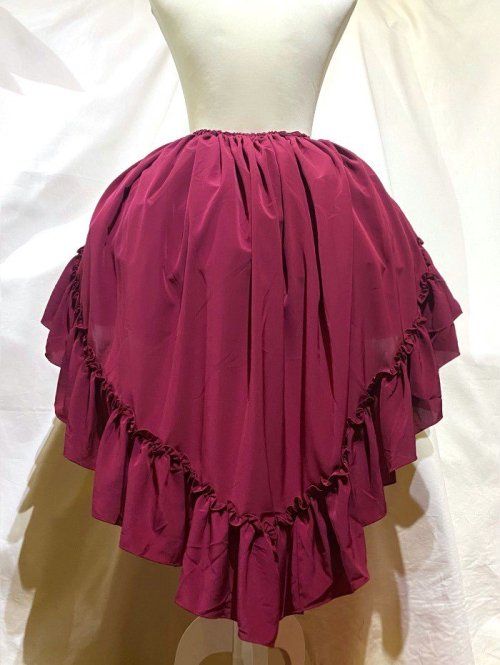 【MARBLE】マーブル 前短・後長ロングスカート:ワイン