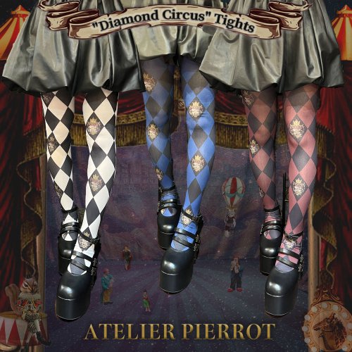 【ATELIER PIERROT】"Diamond Circus" Tights Black/Navy/Bordeaux