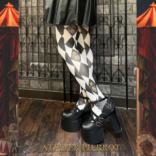 【ATELIER PIERROT】"Diamond Circus" Tights Black/Navy/Bordeaux