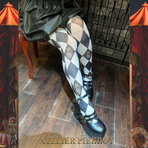 【ATELIER PIERROT】"Diamond Circus" Tights Black/Navy/Bordeaux
