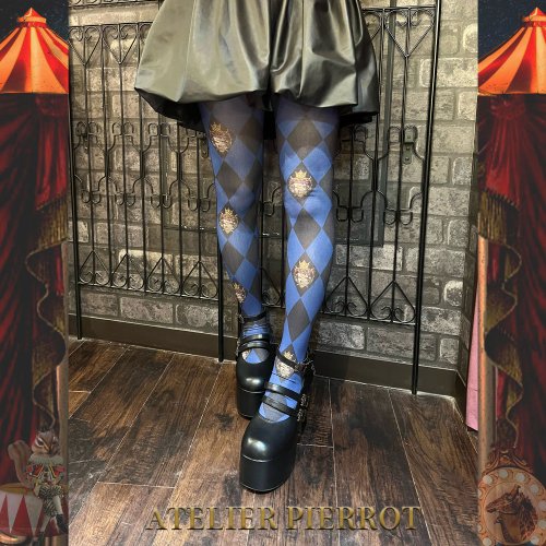 【ATELIER PIERROT】"Diamond Circus" Tights Black/Navy/Bordeaux