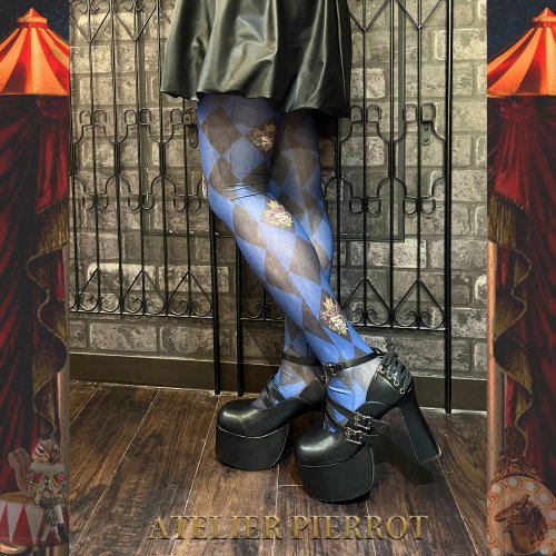 【ATELIER PIERROT】"Diamond Circus" Tights Black/Navy/Bordeaux