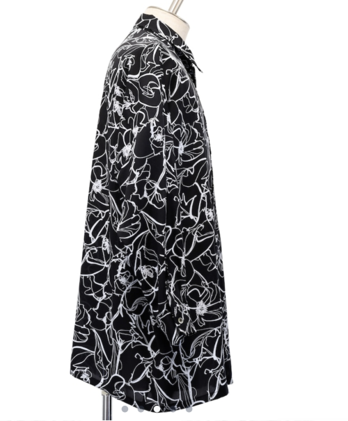 【MiDiom】ミディオム Drawing Flower Big Shirt Black
