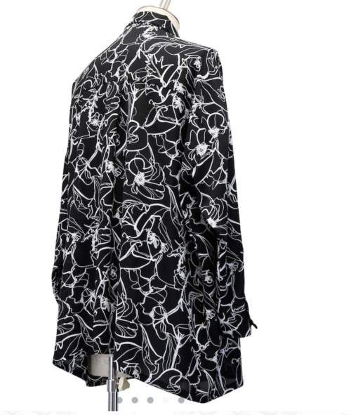 【MiDiom】ミディオム Drawing Flower Big Shirt Black