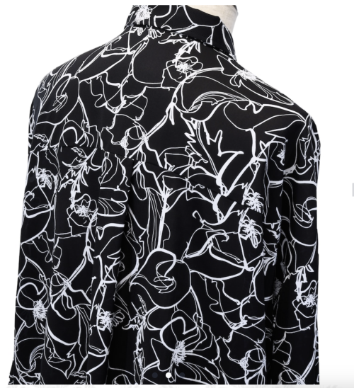 【MiDiom】ミディオム Drawing Flower Big Shirt Black