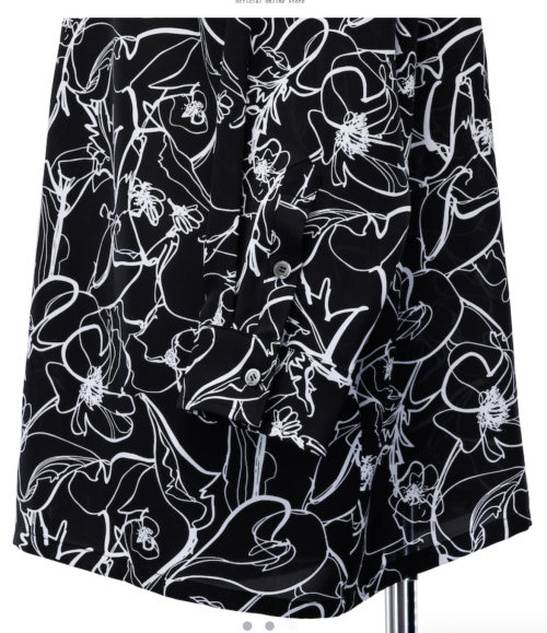 【MiDiom】ミディオム Drawing Flower Big Shirt Black