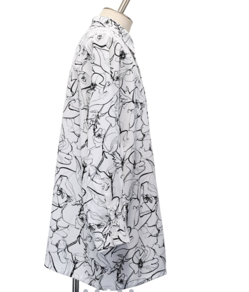 【MiDiom】ミディオム Drawing Flower Big Shirt White