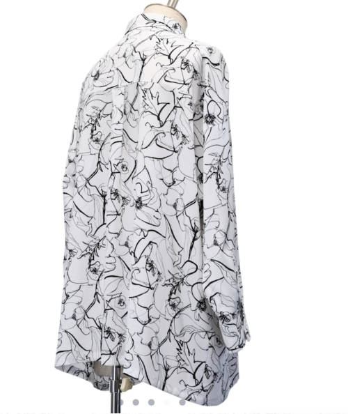 【MiDiom】ミディオム Drawing Flower Big Shirt White