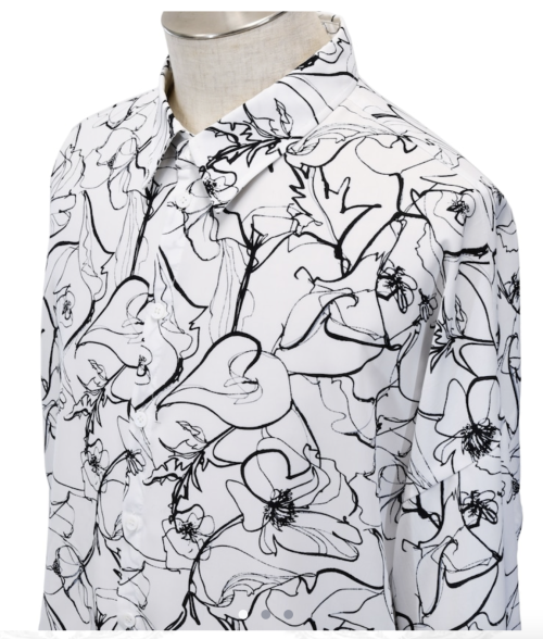 【MiDiom】ミディオム Drawing Flower Big Shirt White