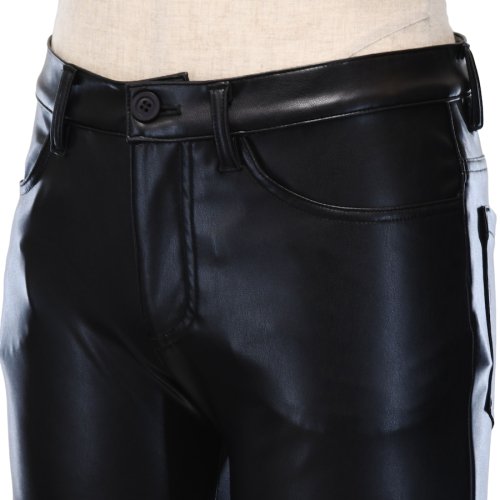 【MiDiom】ミディオム Synthetic Leather Stretch Skinny Black