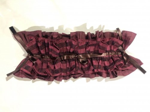 【MARBLE】マーブル フリル重ねボリュームヘッドドレス:えんじ透かしチェック柄