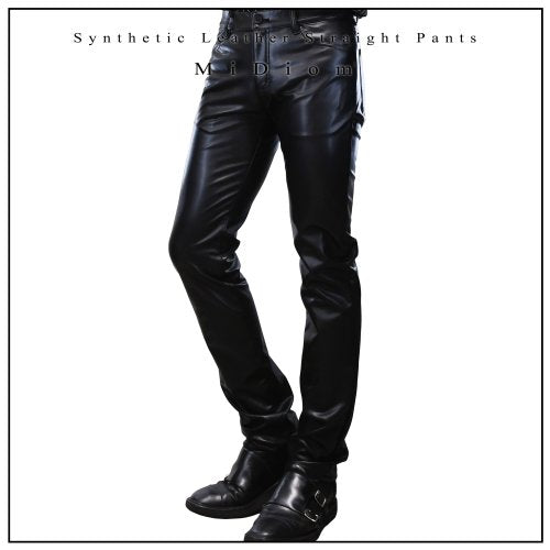 【MiDiom】ミディオム Synthetic Leather Straight Pants Black
