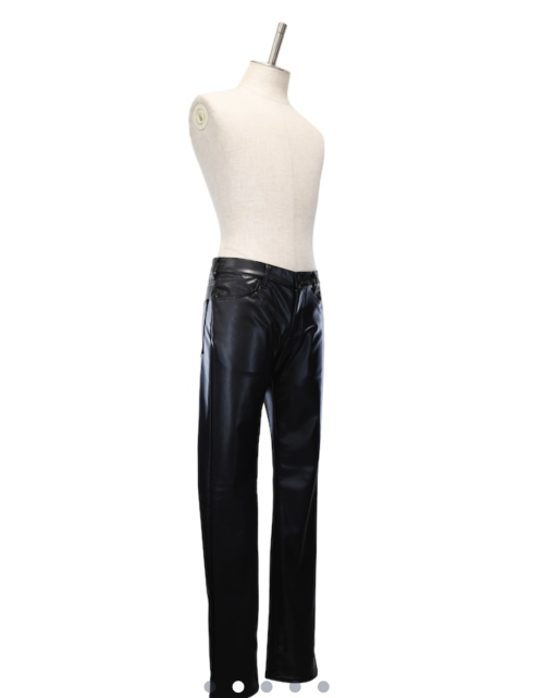 【MiDiom】ミディオム Synthetic Leather Straight Pants Black