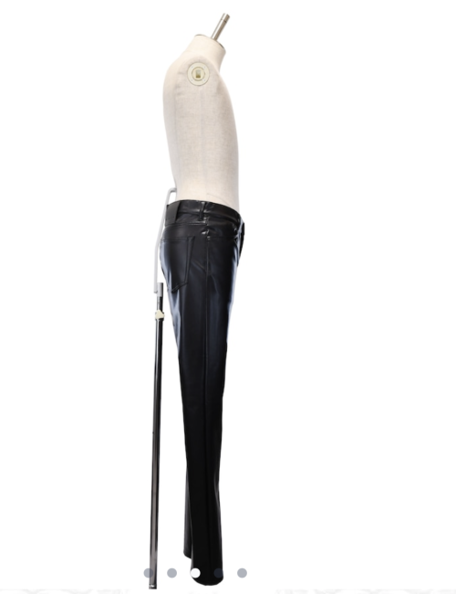 【MiDiom】ミディオム Synthetic Leather Straight Pants Black