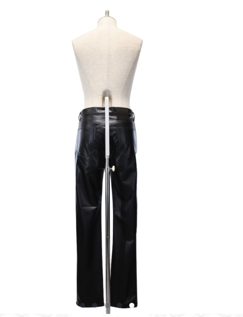 【MiDiom】ミディオム Synthetic Leather Straight Pants Black