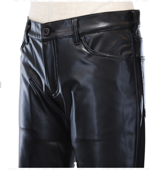 【MiDiom】ミディオム Synthetic Leather Straight Pants Black