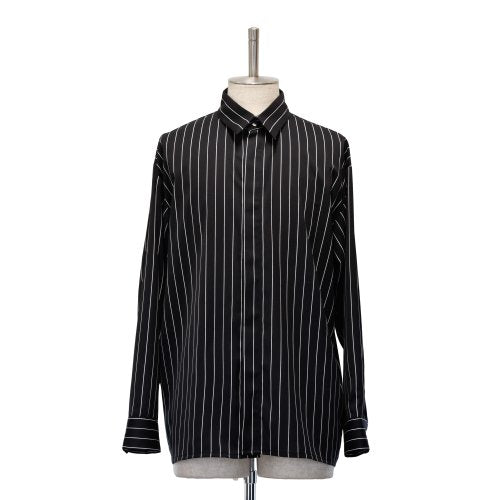 【MiDiom】ミディオム Stripe Big Shirt Black