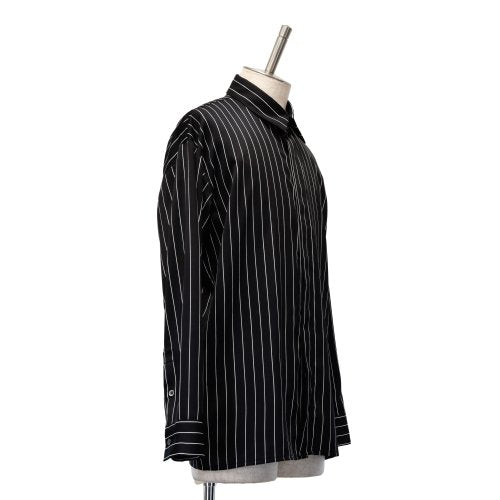 【MiDiom】ミディオム Stripe Big Shirt Black