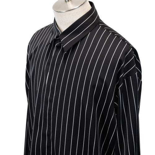 【MiDiom】ミディオム Stripe Big Shirt Black