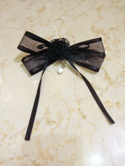 【MARBLE】マーブル リボンデコレーション・クラシックタイ付きサイドタックドレスワンピース:黒白×白レース