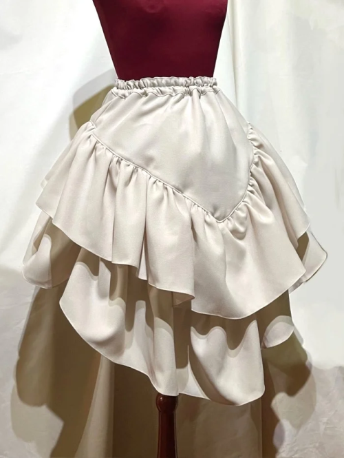 【MARBLE】マーブル アシンメトリー前ロングスカート:ベージュ