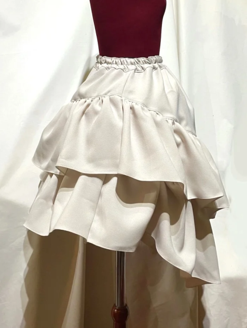 【MARBLE】マーブル アシンメトリー前ロングスカート:ベージュ