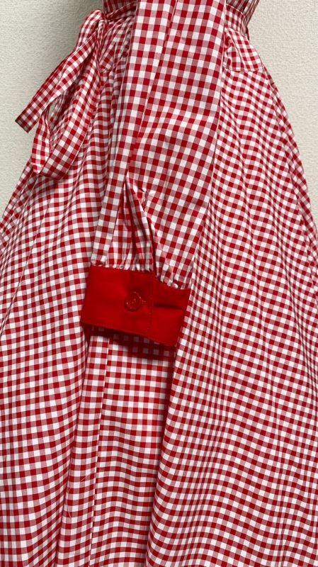 【Physical Drop】フィジカルドロップ 長袖レトロワンピース【赤ギンガム】