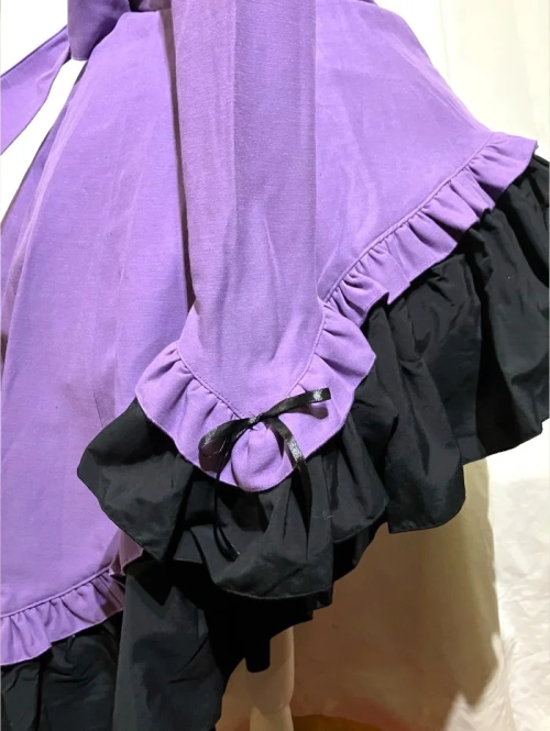 【MARBLE】マーブル ゴシック調ダイヤカットタイ付きブラウス型ワンピース:紫×紫石