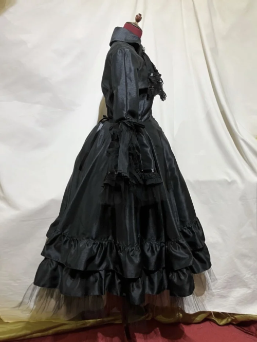 【MARBLE】マーブル ラグジュアリーカメオバレッタタイ付きフォーマルドレスワンピース:黒シャンタン