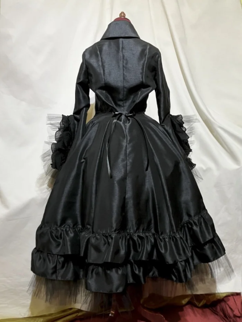 【MARBLE】マーブル ラグジュアリーカメオバレッタタイ付きフォーマルドレスワンピース:黒シャンタン