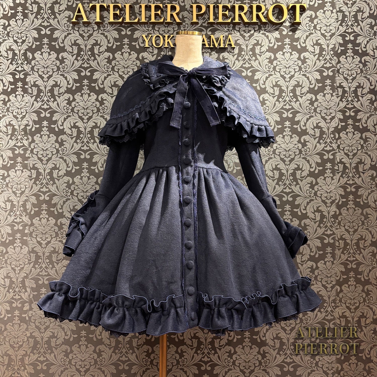 【ATELIER PIERROT】 Fleur d'Hiver Mantel weiß/Bordeaux/Marine/Schwarz★Entlassen von Ende Oktober bis Anfang November★