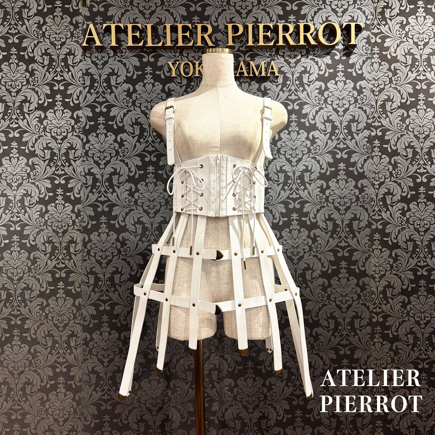 【ATELIER PIERROT】 Baroque Cage Corset Harness White/Black★Released mid-late September ★